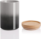 Sweejar Ceramic Food Storage Jar, Stackable Kitchen Canisters, Containers with Airtight Seal Wooden Lid for Serving Ground Coffee, Tea, Sugar, Salt and More - 28 Fl Oz (Gradient Gray)