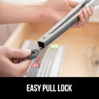 GORILLA GRIP Stainless Steel Heat Resistant Kitchen Tongs for Cooking, 9 + 12 Inch, Set of 2 BBQ Tong, Non Scratch Silicone Tip for Pan, Strong Grip, Grab Food, Toss Salad, Air Fryer, Pull Lock, Gray