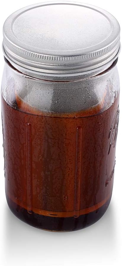 MODERNJOE'S Premium Infuser Cold Brew Coffee Maker for 1 Quart Wide Mouth Mason Jars. Cold Brew Coffee Filter. Perfect for Ice Coffee and Tea. 50 Micron EXTRA Fine Mesh 304 Stainless Steel