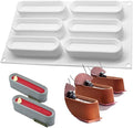 OCPO KITCHEN Eclair Silicone Mold for Baking Mousse Cake, French Dessert, Pastry, Chocolate, Ice Cream, Cake Decoration Mold, 3D Concave Eclair Shape (6-Cavity)