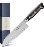 7 Inch Santoku Knife, Japan AUS-8 Alloy Steel Japanese Knife with Full-Tang Black Pakkawood Handle, Vegetable Chopping Knife with Premium Gift Box (Classic Series)