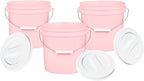 House Naturals 2 Gallon Pink Food Grade BPA Free Made in USA Bucket with Screw On White Lid - Pack of 3