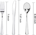 WDF 300 Pieces Silver Plastic Silverware - Plastic Silverware Heavy Duty - 100 Forks 100 Knives 100 Spoons - Disposable Silver Cutlery Perfect for Party/Wedding/Christmas