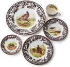 Spode Woodland Red Grouse Dinner Plate - 10.5" Fine Earthenware, British Flowers Border, Rustic Game Animal Design Made in England - Microwave, Freezer, Oven, Dishwasher Safe for Holiday Dining