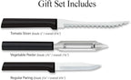 Rada Cutlery 3-Piece Peel, Pare & Slice Gift Knife Set (G218), Stainless Steel Hollow Ground Blades, Made in USA, Black Handles