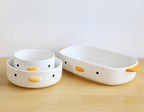 PURROOM Cute Duck Baking Dish, Ceramic Casserole Dish, White Porcelain Pie Pan, 10x7 in Medium Baking Pan with Handles, Oven Safe & Durable Bakeware for Lasagna.