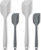 Silicone Spatula Set, Premium Spatulas Silicone Heat Resistant 2 Small & 2 Large Flexible Scraper for Nonstick Cookware, Rubber Spatula for Kitchen Mixing Baking Cooking Use, Soft Spatula - Gray