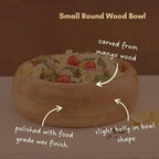 Small Salad Bowl, 11" Wide, Kitchen Countertop Fruit Bowl, Mixing, Serving, Farmhouse Style, Mango Wood, Round, Dining & Entertaining, Serves 2-3