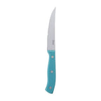 Oster Evansville 14 Piece Stainless Steel Cutting Kitchen Knife Cutlery Set with Wooden Block Holder and Knife Sharpener, Turquoise