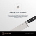 DURA LIVING 3.5 Inch Paring Knife – Essential High Carbon Stainless Steel, Razor-Sharp, Multipurpose Small Kitchen Knife, Ergonomic Handle, Perfect for Precision Tasks, Sleek Black Design