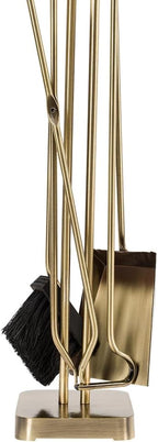Modern Ember Levi 5 Piece Fireplace Tool Set in Black with Maple Wood Handles | Includes Brush, Shovel, Fire Poker, Tongs, and Stand | Heavy-Duty Steel | Heat-Resistant Powder Coating