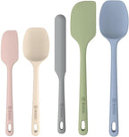 5 Pieces Silicone Spatula Set, Food Grade Rubber Spatula, Upgrade Strong Handle with Ergonomic Grip, Heat Resistant Up to 600°F for Nonstick Cookware, Cooking Candy Series