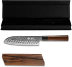 BGT 7 inch Santoku Knife, Japanese Sharp Chef Knife, Japanese VG10 67 layer Damascus Steel Kitchen Knife with Ebony Wood Handle and Gift Box