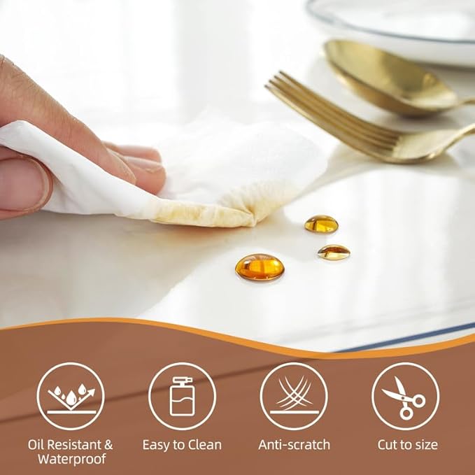 Warmstar Clear Table Cover Protector 54 x 54 Inch,1.5mm Thick Plastic Table Cover Rectangle,PVC Clear Table Protector,Desk Protector Mat for Kitchen, Dresser, Writing Desk，Dining Room Table