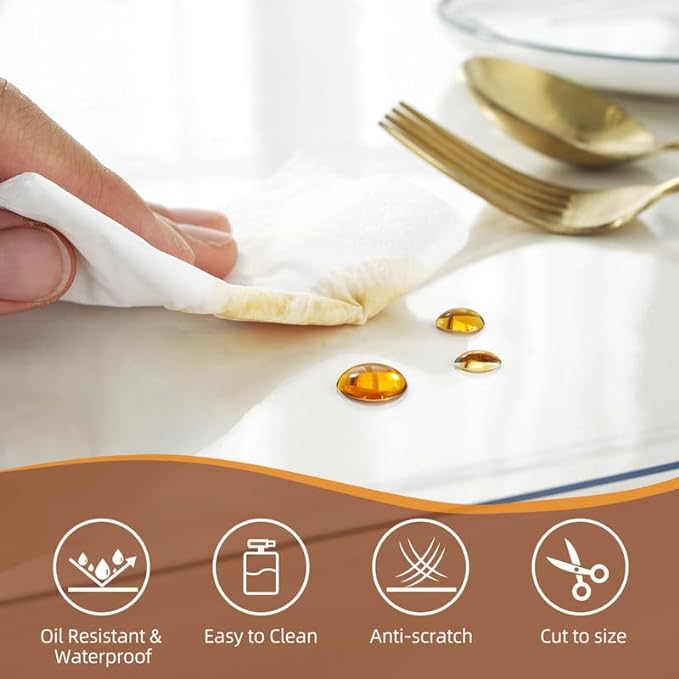 Warmstar Clear Table Cover Protector 38 x 66 Inch,1.5mm Thick Plastic Table Cover Rectangle,PVC Clear Table Protector,Desk Protector Mat for Kitchen, Dresser, Writing Desk，Dining Room Table