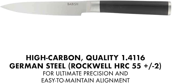 Babish 5-Inch Forged Utility Knife – High-Carbon 1.4116 German Steel Full Tang Kitchen Knife for Precision Cutting and Durability