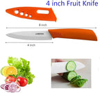 Ceramic Knife Set Knives Set for Kitchen Ceramic Kitchen Knives Colored w Sheath 6" Bread Knife 6" Chef Knife 5" Utility Knife 4" Fruit Knife 3" Paring Knife 1 Peeler Colorful Rust Free Proof