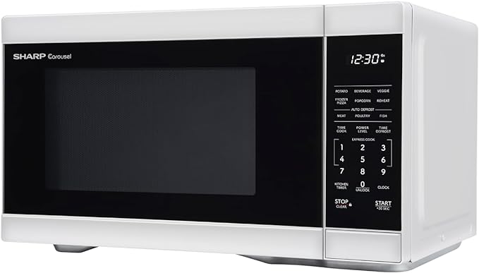 SHARP Countertop Microwave Oven with Removable 12.4" Carousel Turntable, 1000 Watt, 1.1 Cubic Feet, White