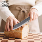 7-Piece Ultra Sharp Chef Knife Set - Premium German High Carbon Stainless Steel, Ergonomic Wood Pattern Handle, Professional Kitchen Knives with Gift Box (Brown 7 Piece)