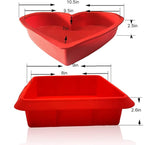 8x8 Inch Silicone Square Cake Baking Pan, Deep-Dish Roasting Lasagna and Casserole Baking Pan,+9.5in Silicone Heart Baking Bakeware Brownie Pan ,Non-Stick Easy Demoulding Set of 2-Red