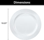 Lillian Tablesettings Premium Quality 10.25 inch Heavyweight Plastic Plates China Like, Wedding and Party Dinnerware Plastic Plates White Pearl - Value Pack 240 Count