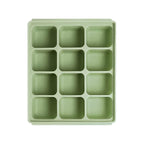 Silicone Freezer Tray, Baby Food Storage Cubes with Clip-On Lid, Freeze Baby Food, Soups, Purees, Ice, Easy and Safe Design, Made in Korea (12, Celadon Green)