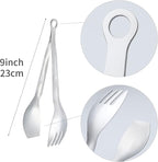 MSY BIGSUNNY 9 Inch Serving Tongs, Stainless Steel Metal Tongs for Cooking, Barbecue, Grilling, Buffet - Set of 2, Silver
