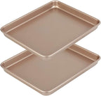 11 Inch Baking Sheets Pan Nonstick Set of 2, Walooza Cookie Sheet Replacement Toaster Oven Tray，Deep Size 1 inch Bakeware, Non Toxic & Heavy Duty & Easy Clean
