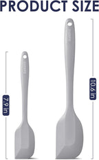 Heat Resistant 600℉ Silicone Spatula, Turner Mixing Spatulas set BPA Free Dishwasher Safe for Nonstick Cookware, Grey