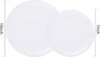 KIRE 200PCS Silver Plastic Plates - White Plastic Plates with Silver Rim Include 100 Dinner Plate and 100 for Dessert/Salad Plate for Birthday/Wedding/Party for Christmas
