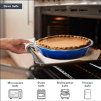 Lareina Ceramic 9 Inch Deep Dish Pie Pans, Set of 2, Blue, Non-Stick, Oven & Dishwasher Safe, Ideal for Baking Pies, Quiches, Cakes