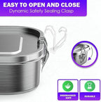 Stainless Steel Bento For Kids and Adults | Steel Lunch Box for School| Leak-Proof Food Containers | Metal Lunchbox for Work | Eco-Friendly| Leak-Proof| ((47 oz) - 3 Fixed Compartment)