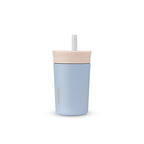 Owala Kids Insulation Stainless Steel Tumbler with Spill Resistant Flexible Straw, Easy to Clean, Kids Water Bottle, Great for Travel, Dishwasher Safe, 12 Oz, Tan and Blue (Seas the Day)