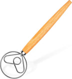 TEEVEA Danish Dough Whisk for Sourdough, Wood Handle & Stainless Steel