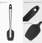 U-Taste Silicone Cooking Spoon Spatula: 480ºF Heat Resistant Food Grade 11.38" Flexible Rubber Kitchen Spoonula, Seamless Pastry Bowl Scraper for Mixing Stirring Scraping in Nonstick Cookware (Black)