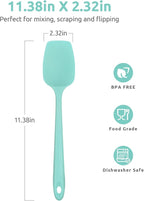 U-Taste Silicone Cooking Spoon Spatula: 480ºF Heat Resistant Food Grade 11.38" Flexible Rubber Kitchen Spoonula, Seamless Pastry Bowl Scraper for Mixing Scraping in Nonstick Cookware (Aqua Sky)