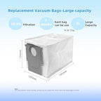 6 Pack Reusable Zipper Bags for Roborock Revo Series, S8 MaxV Ultra, 3L Large Capacity by Funway Design, Dust Vacuum Bag