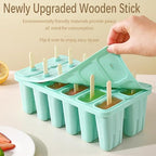 Silicone Popsicles Molds 12 Pieces, Popsicle Holders for Kids with 50 Wooden Sticks Cake Pop Molds, Ice Pop Mold BPA Free Easy Release,Ice Cream Molds Popsicle Maker for Toddlers