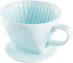 Pour Over Coffee Dripper, Ceramic Pour Over Coffee Maker with 3 Holes Flat Bottom, Easy Manual Slow Brewing, Porcelain Slow Filter Cone for Home, Office, Gift, Size 2, GR