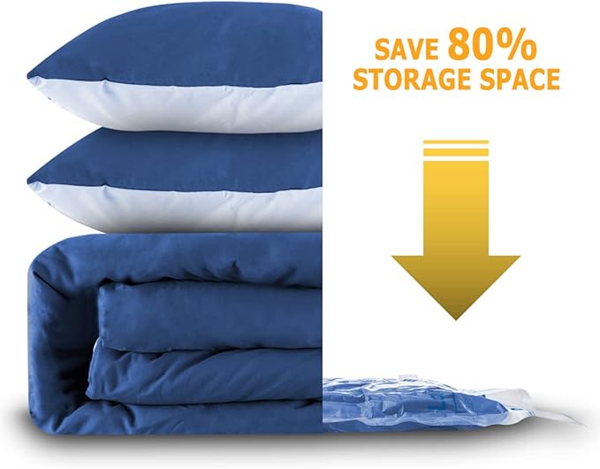 Vacuum Storage Bags 8 Medium, Space Saver Sealer Bags, Plastic Packaging Bags,Airtight Compression Bags for Clothes, Pillows, Comforters, Blankets, Bedding