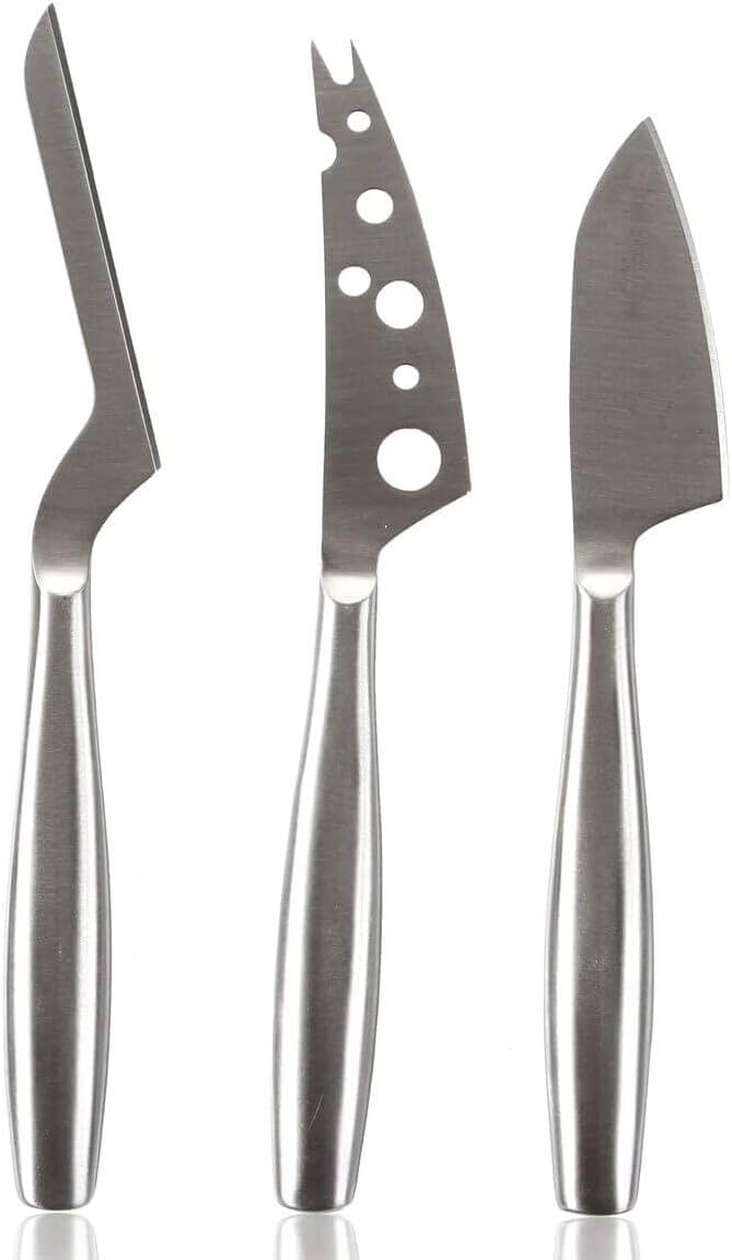 BOSKA Stainless Steel Cheese 3 Knife Set - Copenhagen For All Types of Cheese - Multi-Functional Cheese Slicer - Handheld Slicer - Silver Non-Stick - Dishwasher Safe - For Kitchen Cooking