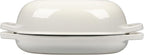 Enameled Cast Iron Oval Dutch Oven Pot with Lid, Dutch Oven for Sourdough Bread Baking, Oval Bread Pan, 5qt, White