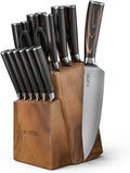Yatoshi 15 Piece Knife Block Set S Series - Pro Kitchen Knife Set Ultra Sharp High Carbon Stainless Steel with Ergonomic Handle
