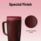Owala SmoothSip Slider Stainless Steel Insulated Travel Mug with handle, 100% Leak Proof, For Hot and Cold Drinks, Travel Friendly with Sliding Lock Lid, 12oz, BPA Free, Leak Proof, Black Cherry