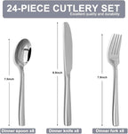 Silverware Set,18/10 Stainless Steel Silverware Set For 8,With Dinner Knives Forks Spoon Set for Home, Kitchen and Restaurant, Mirror Polished& Dishwasher Safe