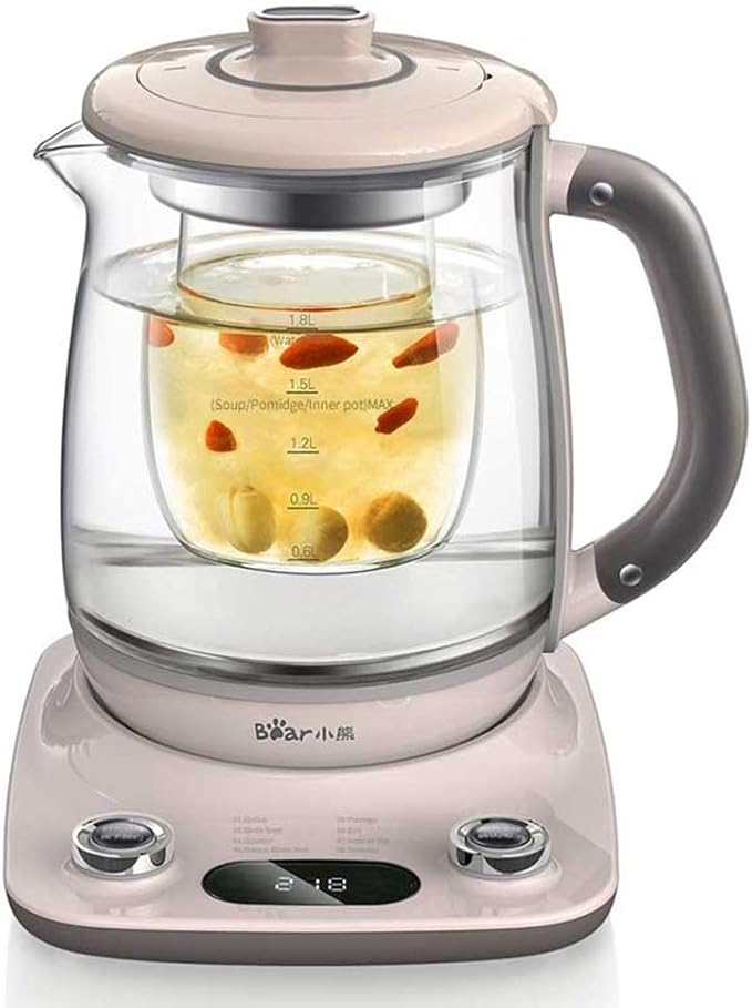 Bar 1.8L Health- Care Beverage Tea Maker and Kettle YSH-C18R1, Durable 316 Stainless Steel & Glass Brew Cooker Master,8-in-1 Programmable, 4 Range Temperature Warming Function, Pink