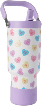 Simple Modern Valentine's Day Trek Pivot | 30oz Flip Straw Tumbler with Handle | Gifts for Her | Water Bottle & Boot | Interchangeable Straw & Chug Lids | Stainless Steel Jug | Word Hearts