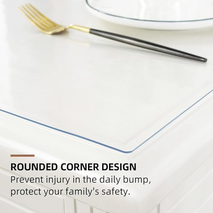 Warmstar Clear Table Cover Protector 18 x 36 Inch,1.5mm Thick Plastic Table Cover Rectangle,PVC Clear Table Protector,Desk Protector Mat for Kitchen, Dresser, Writing Desk，Dining Room Table
