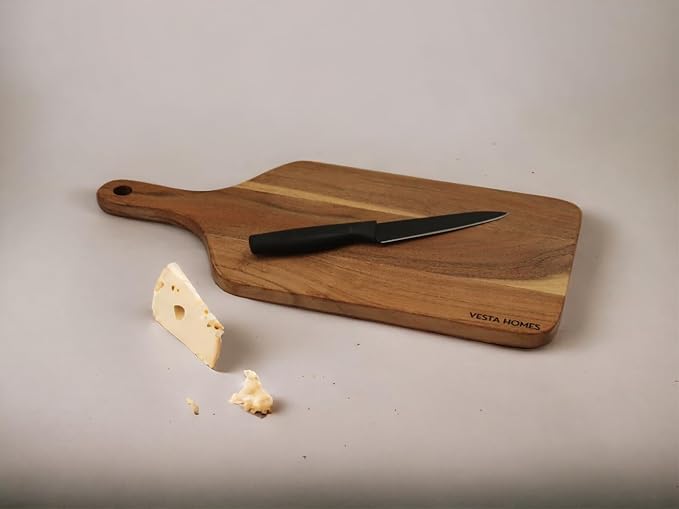 Vesta Homes Wooden Cutting Board for Kitchen/Chopping/Serving Board, Platter for Vegetables, Cheese and Charcuterie | Acacia Wood |16 * 7 Inches | Handmade in India