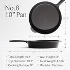 Field Company 10.25-Inch Cast Iron Skillet – Lightweight & Smooth, Made in USA, Pre-seasoned with Organic Oil – Perfect for 2–4 Servings (No.8 Medium)